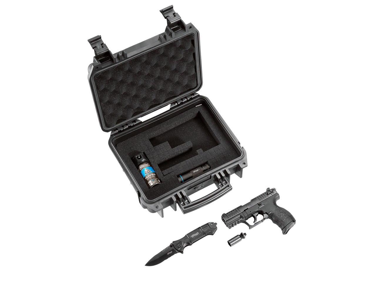 Schreckschuss Pistole Walther P22Q R2D Kit mit Lampe Messer Pf
