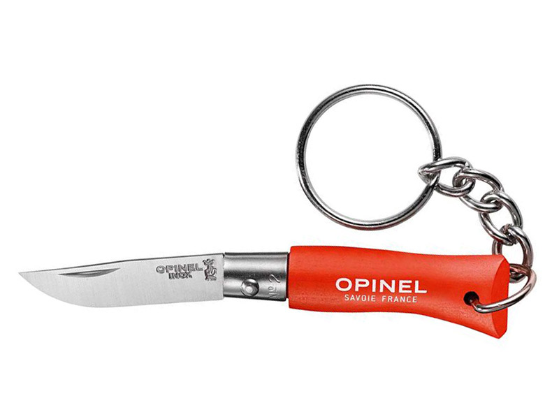 Schlüsselanhänger Mini Taschenmesser Opinel Colorama No2 Stahl 12C27 Klingenlänge 3,5 cm orange