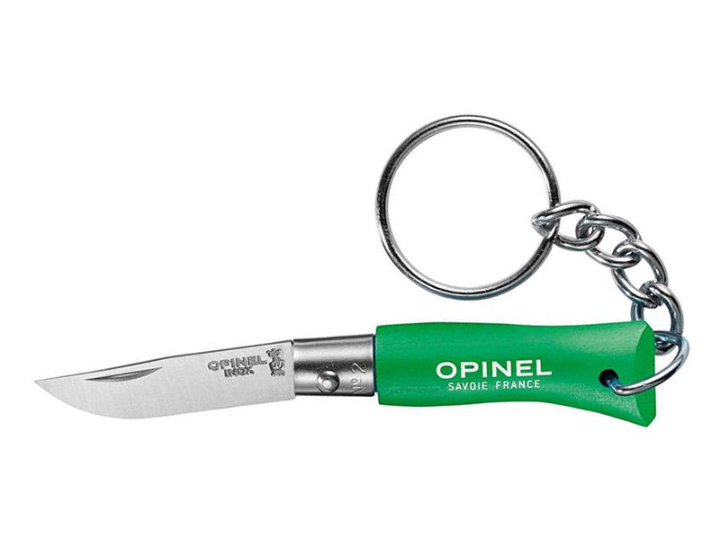 Schlüsselanhänger Mini Taschenmesser Opinel Colorama No2 Stahl 12C27 Klingenlänge 3,5 cm grün