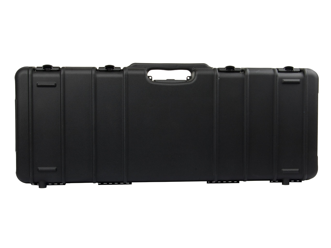 Gewehrkoffer Transportkoffer 90 x 30 cm Kunststoff Noppenschaumeinlage 4 Schnappverschluss Namenschild Fenster schwarz