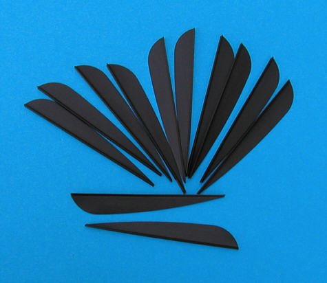 Kunststoffbefiederung für Bogen- und Armbrustpfeile 12er Pack schwarz