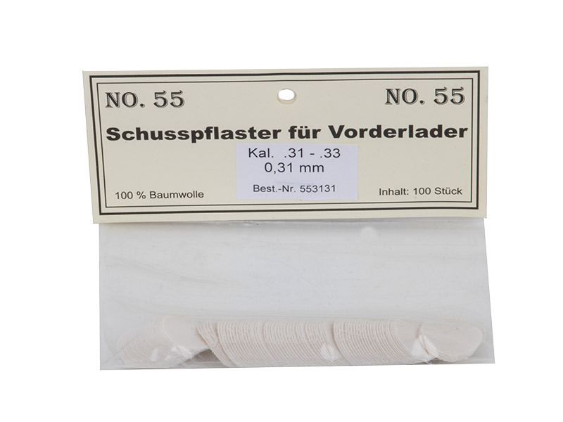 Match Schusspflaster für Vorderlader No. 55 0,31 mm Kaliber .