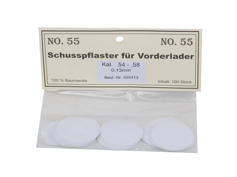 Match Schusspflaster für Vorderlader No. 55 0,13 mm Kaliber .
