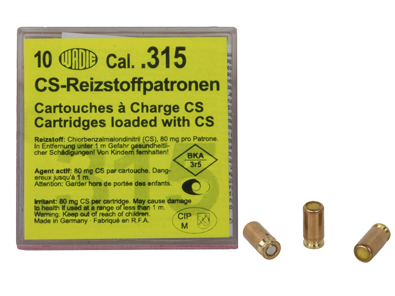 CS Gaspatronen Reizstoffpatronen Wadie Kaliber .315 für Pistolen 80 mg Wirkstoff 10 Stück (P18)