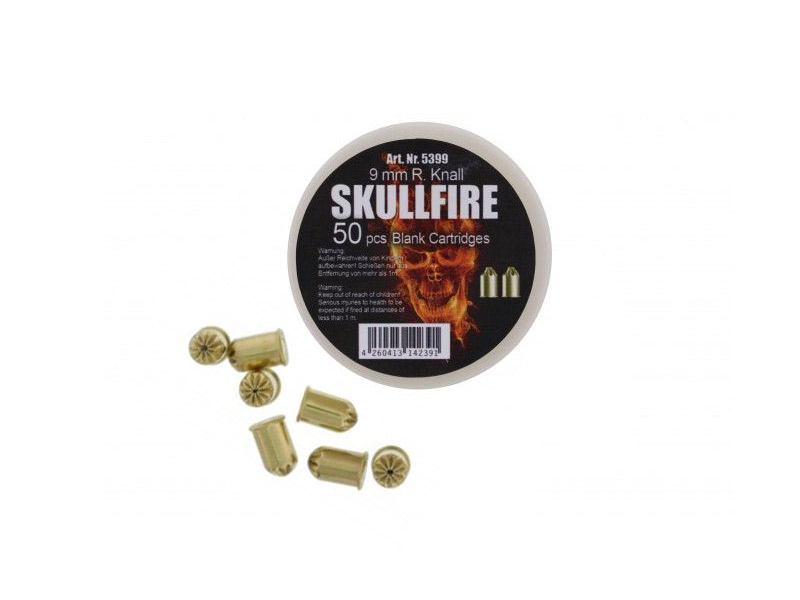 Platzpatronen Skullfire Kaliber 9 mm R.K. Nitro für Revolver Messing 50 Stück (P18)