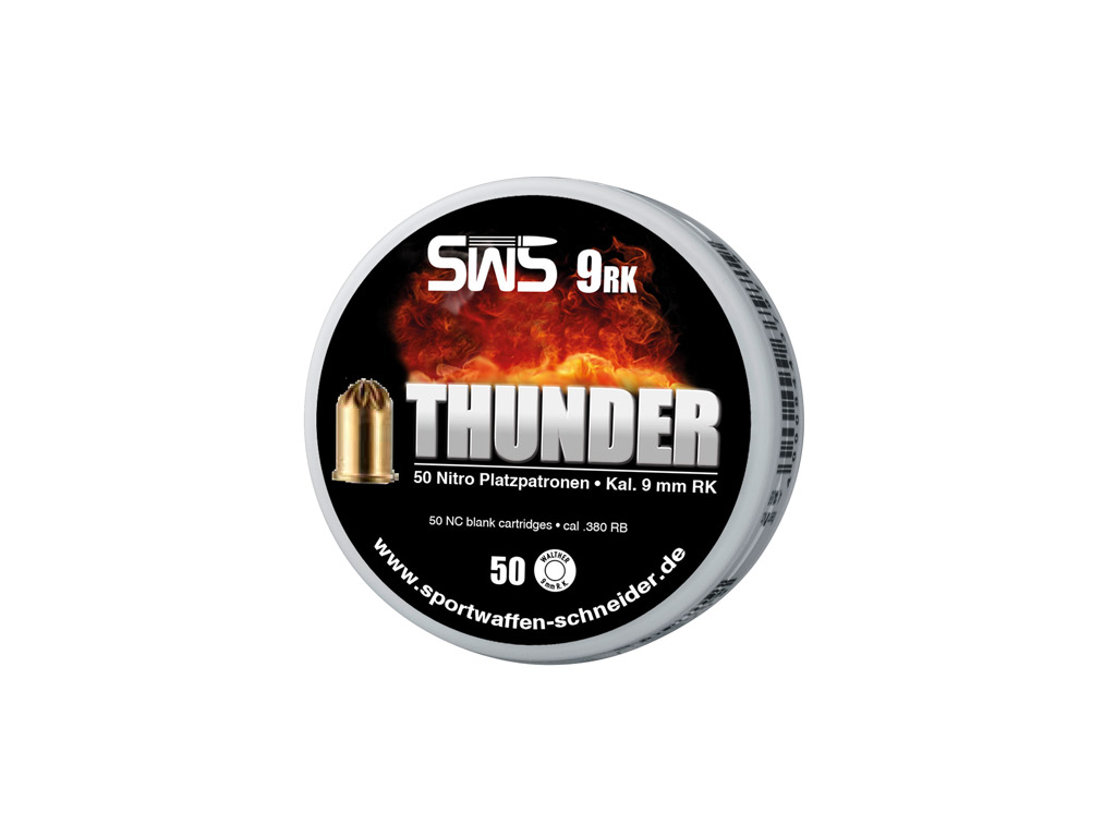 Platzpatronen SWS Thunder Nitro Kaliber 9 mm R.K. für Revolver Messing 50 Stück (P18)