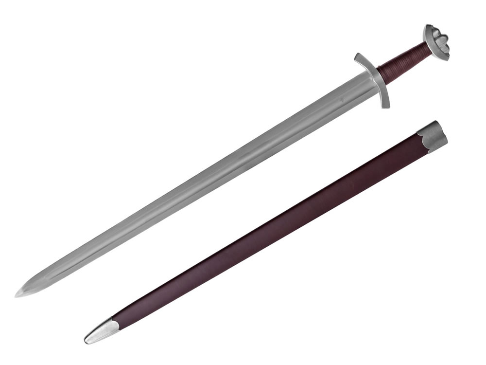Irisches Wikingerschwert, Replika 10. Jhdt., 72 cm scharfe Klinge Stahl 5160, inkl. Scheide  (P18)