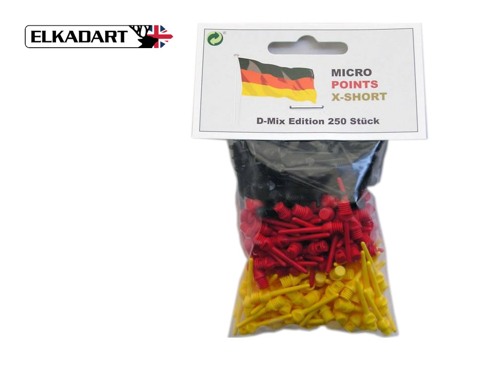 Elkadart Spitzen Soft Tips Deutschland Mix Short 6 mm Länge 20 mm 2Ba-Gewinde 250 Stück