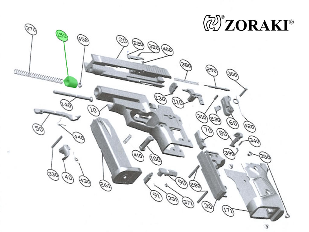 Stoßminderer für Schreckschuss Pistole Zoraki 914, Kaliber 9 mm P.A.K., Ersatzteil
