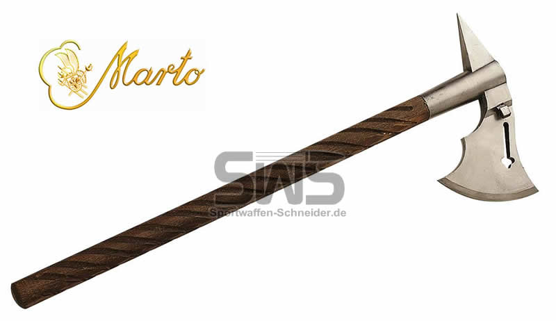 MARTO Mittelalter-Streitaxt mit Dorn, Holzschaft, Axtblatt aus Stahl, 60 cm (P18)