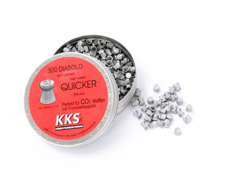 500 Stück KKS Flachkopfdiabolo Quicker, Kaliber 4,5mm, 0,49g
