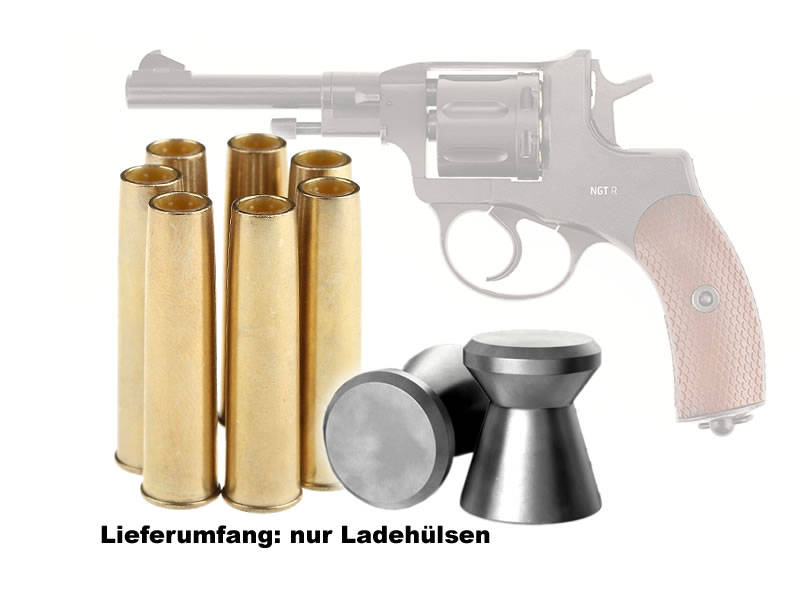 Ladehülsen für CO2 Revolver Gletcher Nagant NGT M1895, 7 Stück, Kaliber 4,5 mm Diabolo