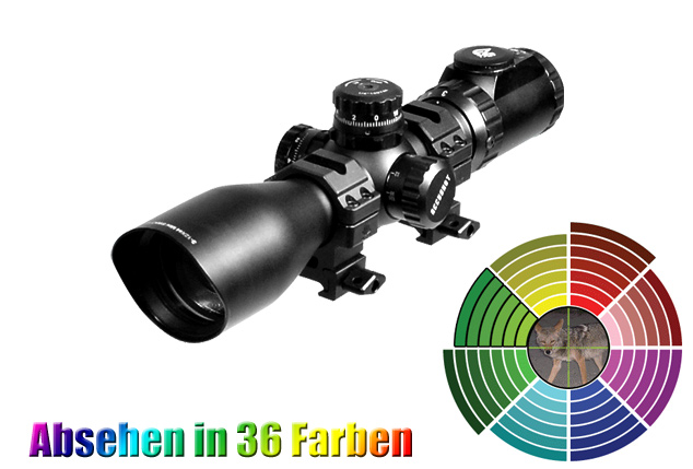 Taktisches Zielfernrohr 3-12x44 Compact von UTG mit SWAT AO Mil Dot, Absehen in 36 Farben, inkl 11mm und 22mm Montage