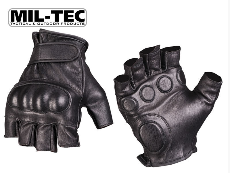 MIL-TEC taktische Lederhandschuhe, Fingerlinge, harter Knöchelschutz, Polsterung, Gr. XL