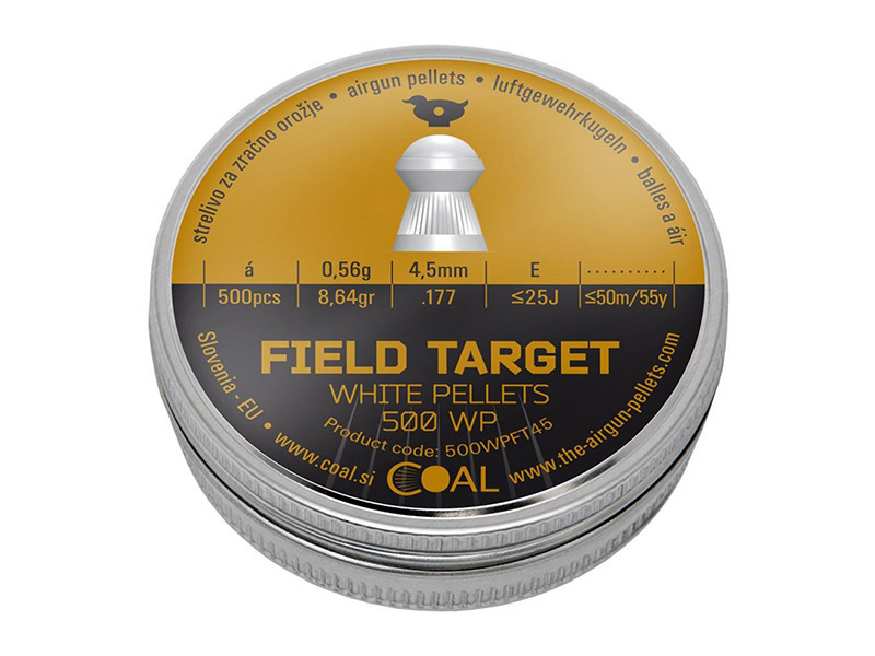 Rundkopf Diabolos Coal White Pellets Field Target Kaliber 4,5 mm 0,56 g geriffelt 500 Stück