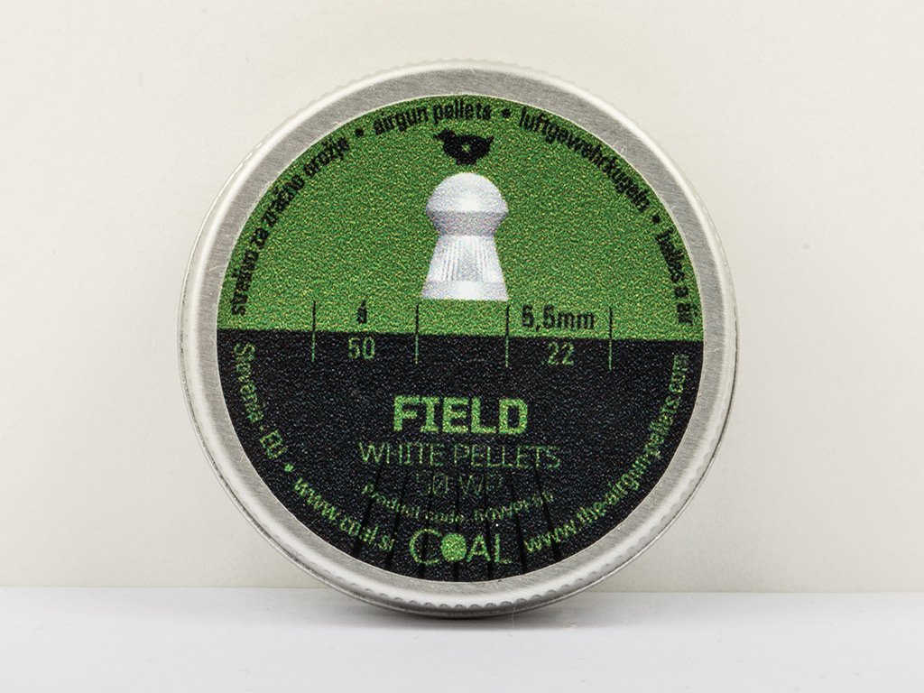 Coal White Pellets Field Diabolo, Rundkopf, geriffelt, 1,00 g, Kaliber 5,5 mm, 50 Stück