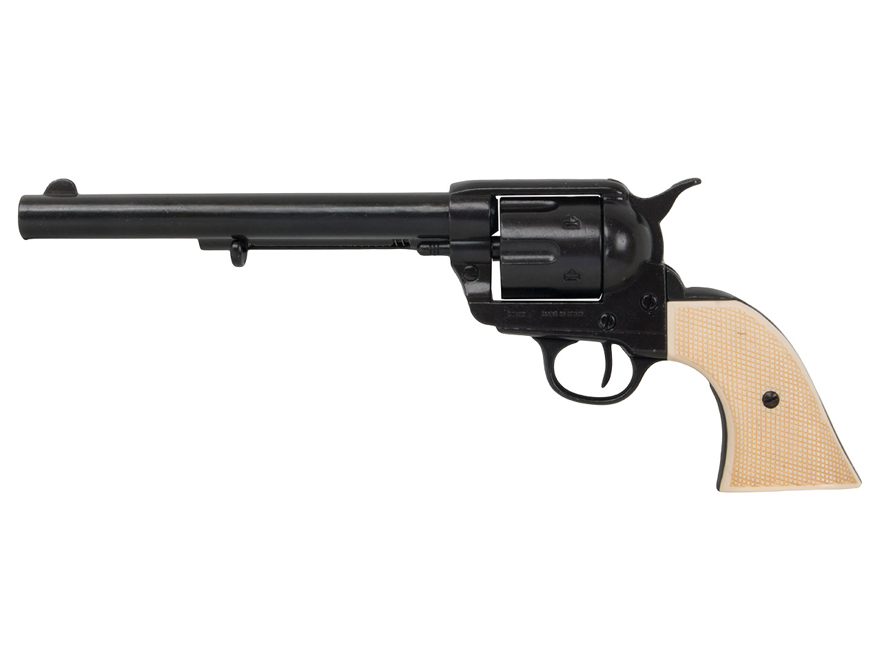 Deko Revolver Denix Colt Peacemaker 1873 7,5 Zoll Kaliber .45 schwarz weiße Kunstharzgriff