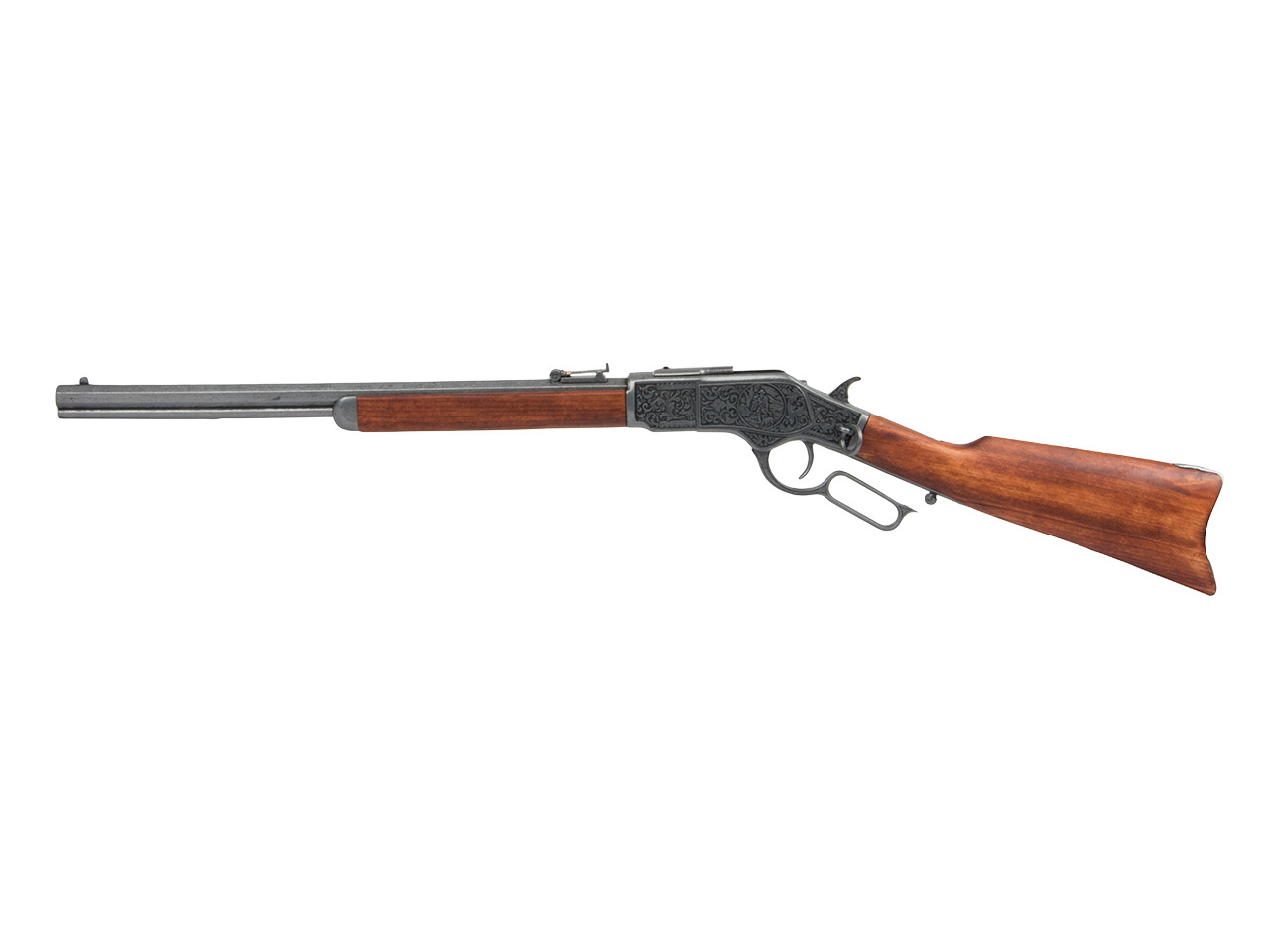 Deko Gewehr Winchseter 1873 Carbine lever action USA Kaliber .44-40 voll besweglich Länge 99 cm altgrau