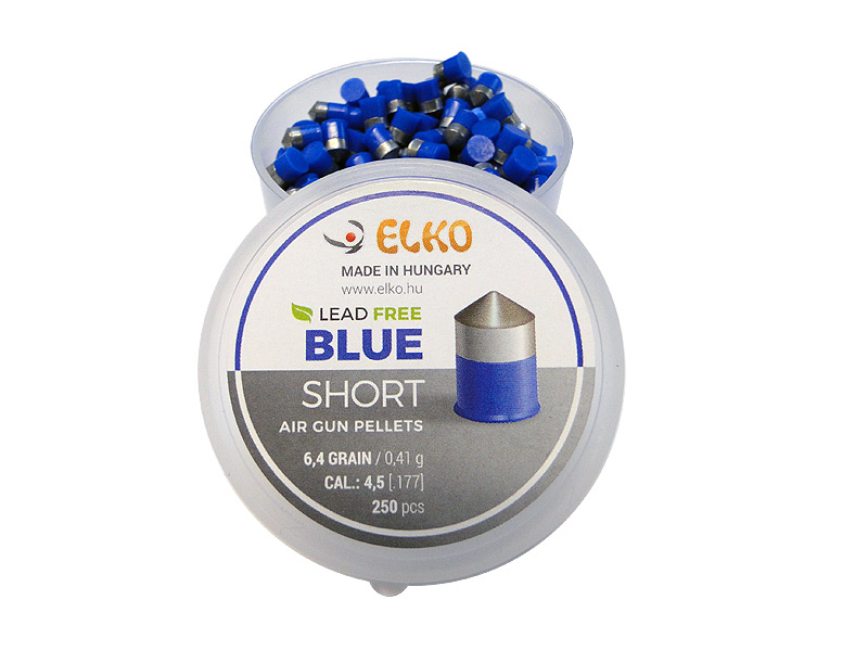 Diabolo Elko Blue Short, Spitzkopf, Kunststoffmantel, bleifrei, 0,41 g, Kaliber 4,5 mm, 250 Stück