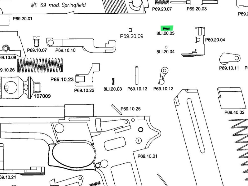 Rastfeder für Schreckschuss-, Gas-, Signalpistole Melcher ME 69 Springfield, Ersatzteil