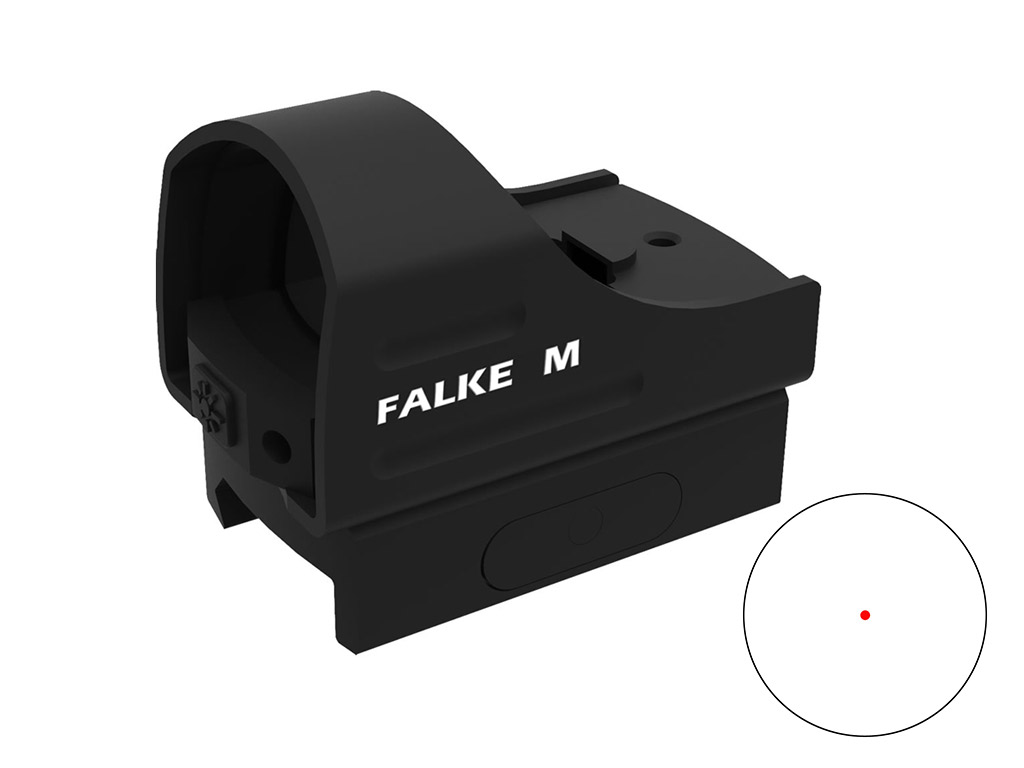 Leuchtpunktvisier Mini Red Dot Falke M, 3 MOA Leuchtabsehen, 5 Helligkeitsstufen, für Weaver-, Picatinny-Schiene