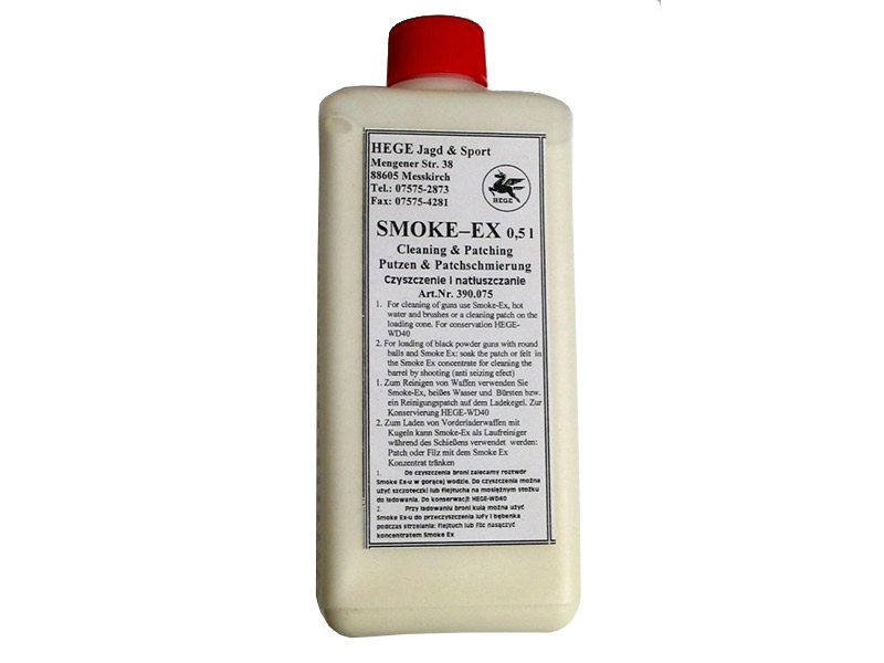 Pflastermilch und Schwarzpulverreiniger Hege Smoke Ex für Schusspflaster für Vorderlader 500 ml