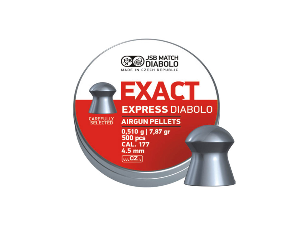 JSB Exact Express Diabolo, Rundkopf, glatt, 0,510 g, Kaliber 4,52 mm, 500 Stück
