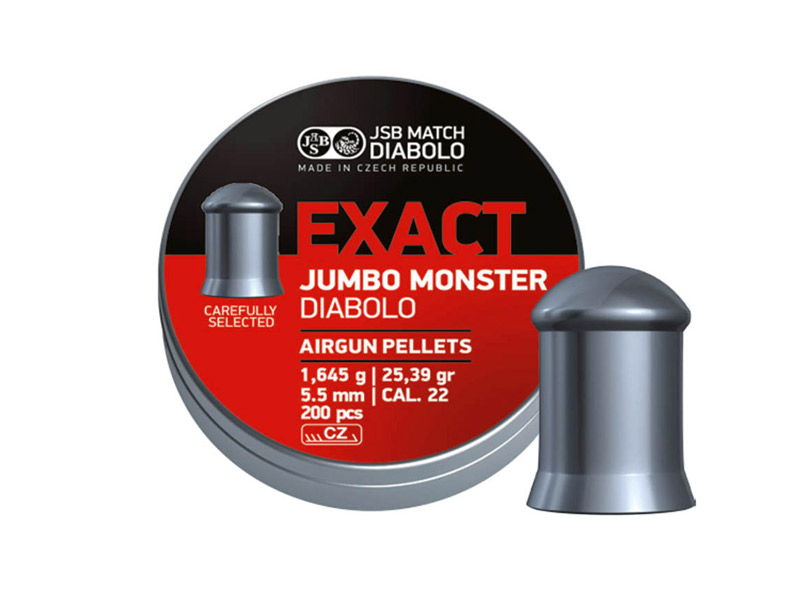 JSB Exact Jumbo Monster Diabolo, Rundkopf, glatt, 1,645 g, Kaliber 5,52 mm, 200 Stück
