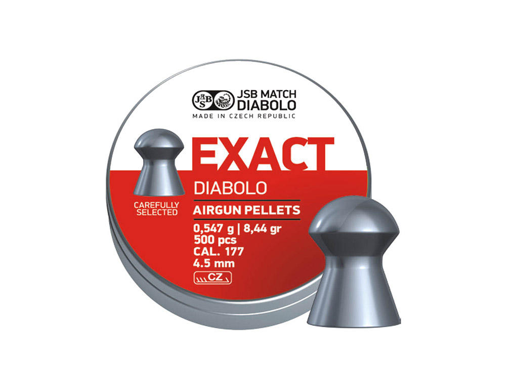 JSB Exact Diabolo, Rundkopf, glatt, Field Target, 0,547 g, Kaliber 4,52 mm, 500 Stück