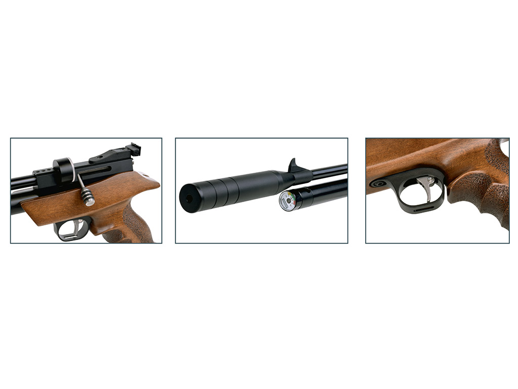 Pressluftpistole Diana Bandit Gen II Holz Matchgriff Fischhaut Schalldämpfer Kaliber 4,5 mm (P18)