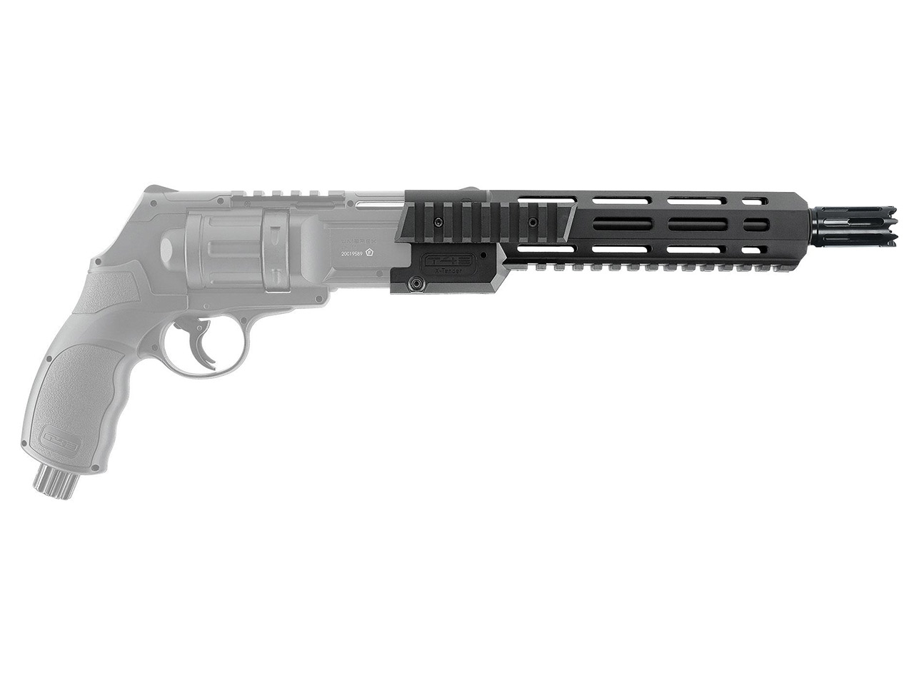 Mündungsvorsatz mit Mündungsbremse T4E TR 50 X-Tender für CO2 Markierer Home Defense Revolver Umarex HDR 50