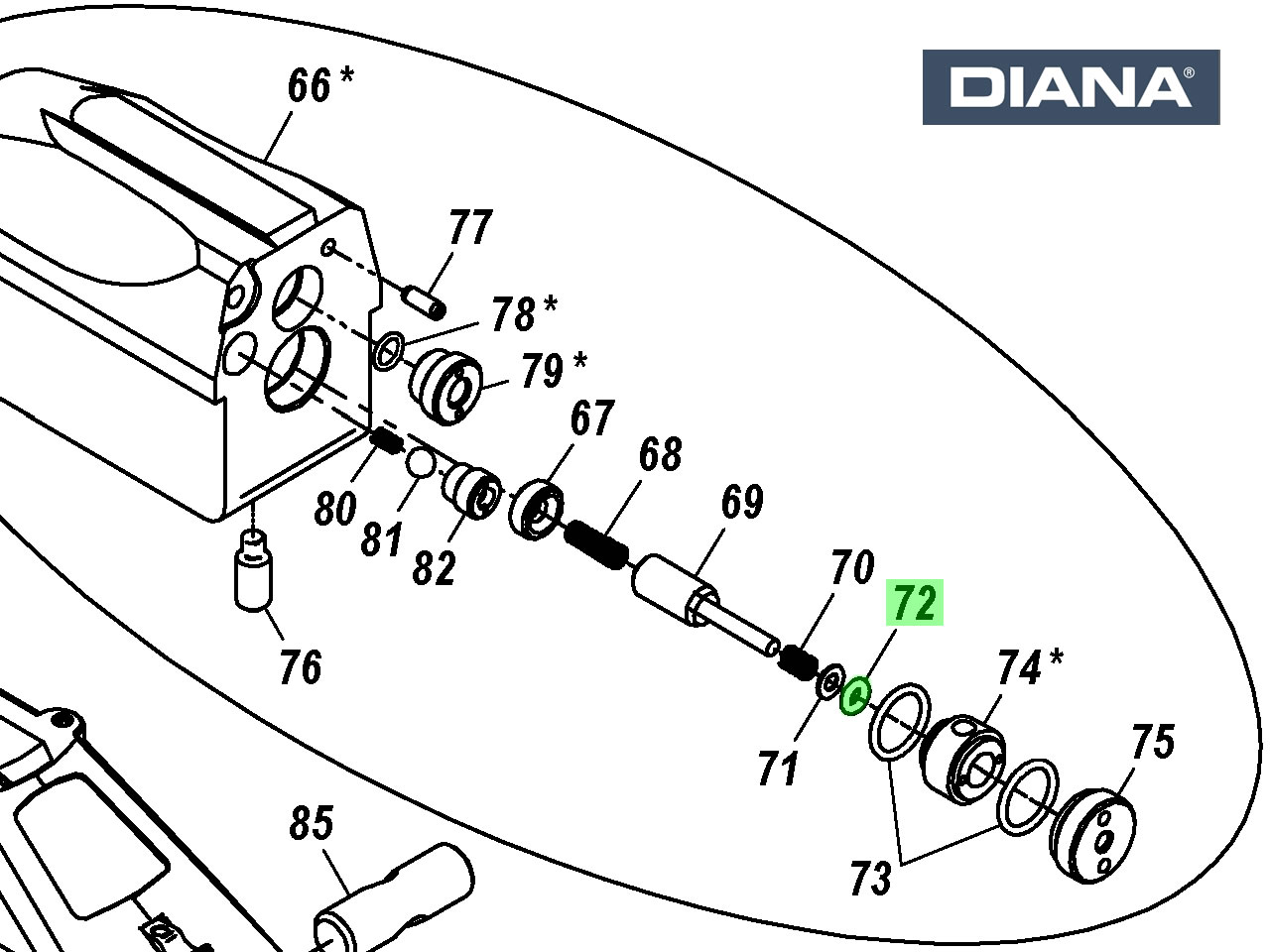 O-Ring für Ventilblock DIANA Pressluftgewehr P1000 Kaliber 4,5 - 5,5 mm, Ersatzteil