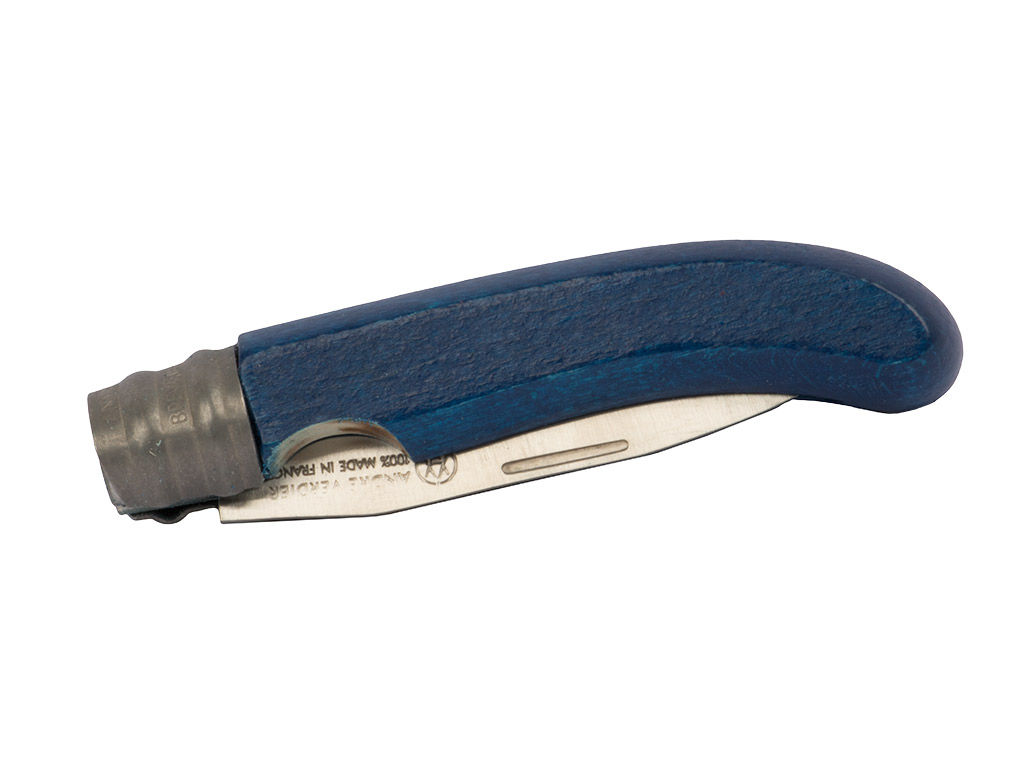 Taschenmesser Kinder Schnitzmesser Verdier Stahl Klingenlänge 7,5 cm mit abgerundeter Spitze Fingermulde blau