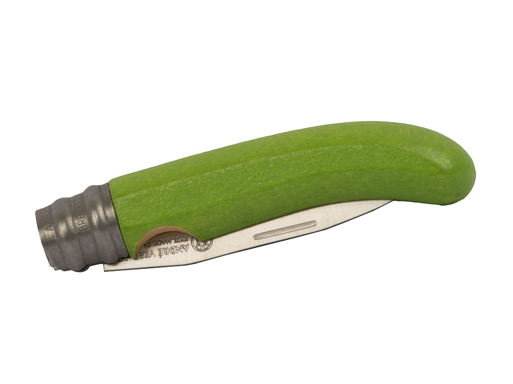 Taschenmesser Kinder Schnitzmesser Verdier Stahl Klingenlänge 7,5 cm mit abgerundeter Spitze Fingermulde grün