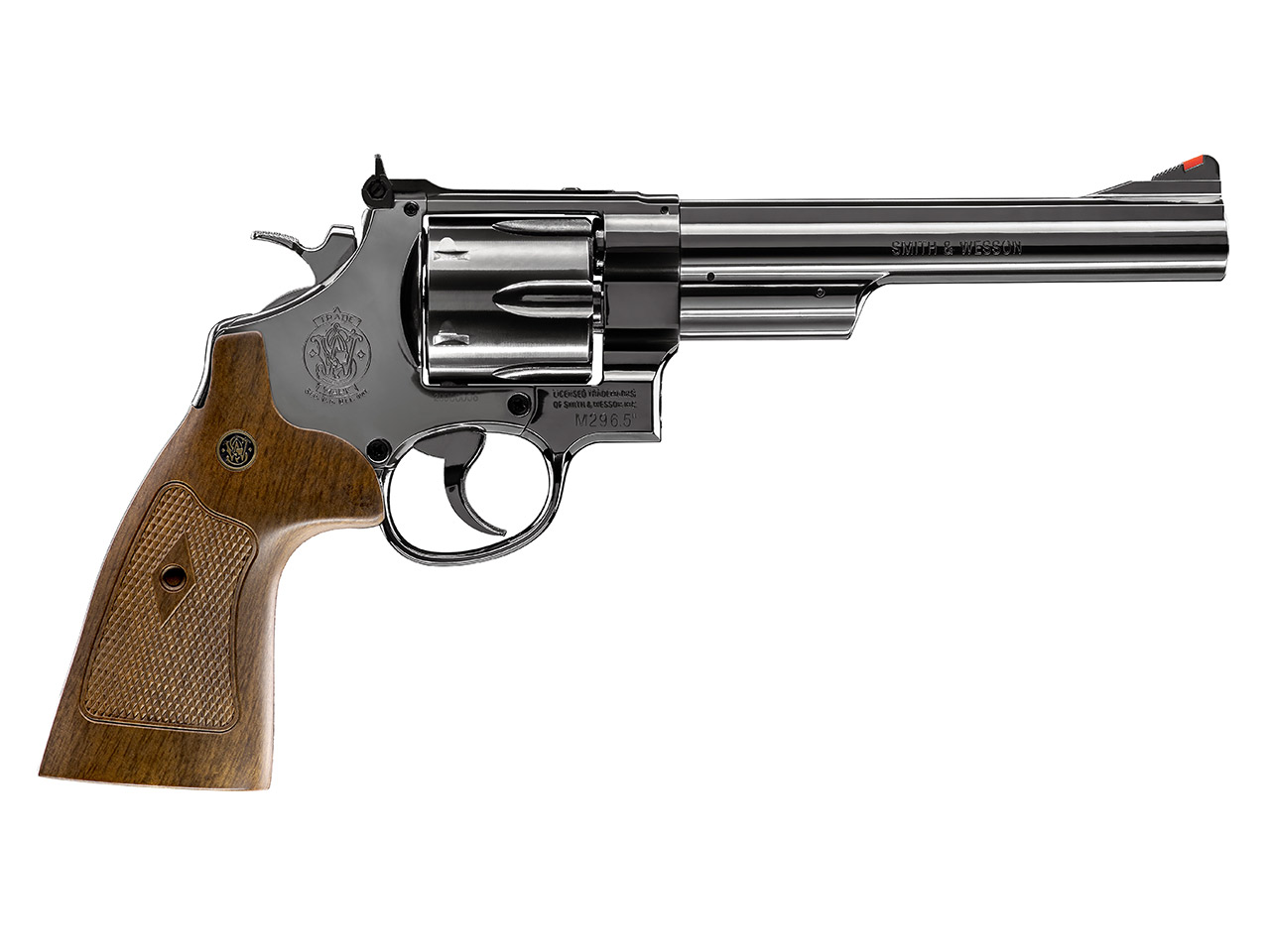 CO2 Revolver Smith & Wesson M29 6.5 Zoll hochglanzbrüniert braune Griffschalen Kaliber 4,5 mm Diabolo (P18)