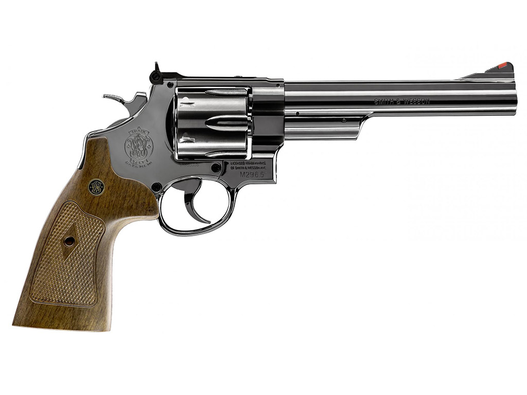 CO2 Revolver Smith & Wesson M29 6.5 Zoll hochglanzbrüniert braune Griffschalen Kaliber 4,5 mm BB (P18)