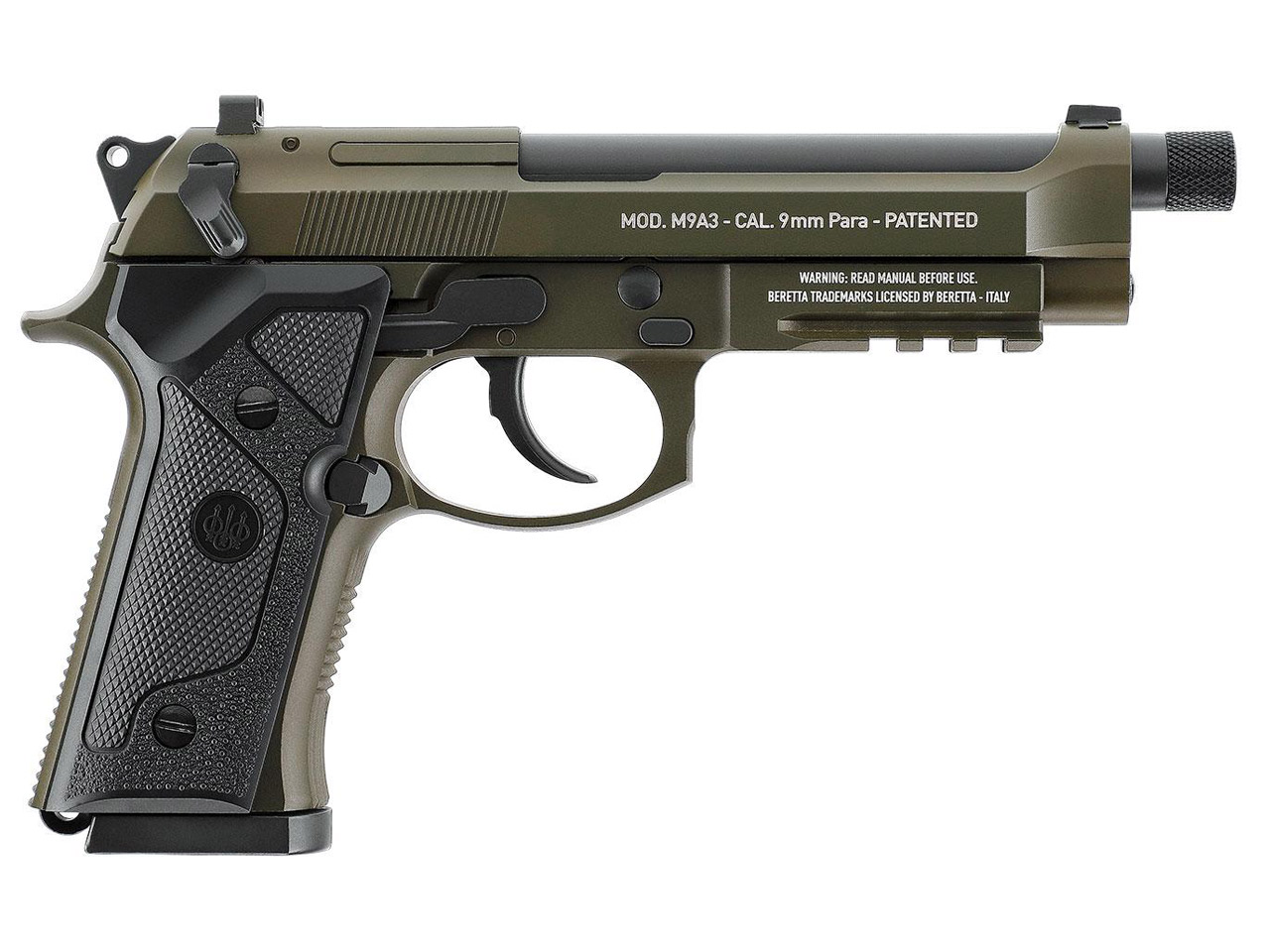 CO2 Pistole Beretta M9A3 FM Green Black Vollmetall Blowback Kaliber 4,5 mm BB (P18)