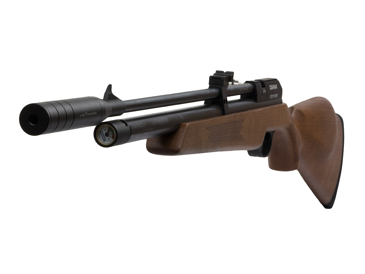 Pressluftgewehr Diana Stormrider Holzschaft mit Regulator 7 Schuss Magazin Schalldämpfer Kaliber 5,5 mm (P18)