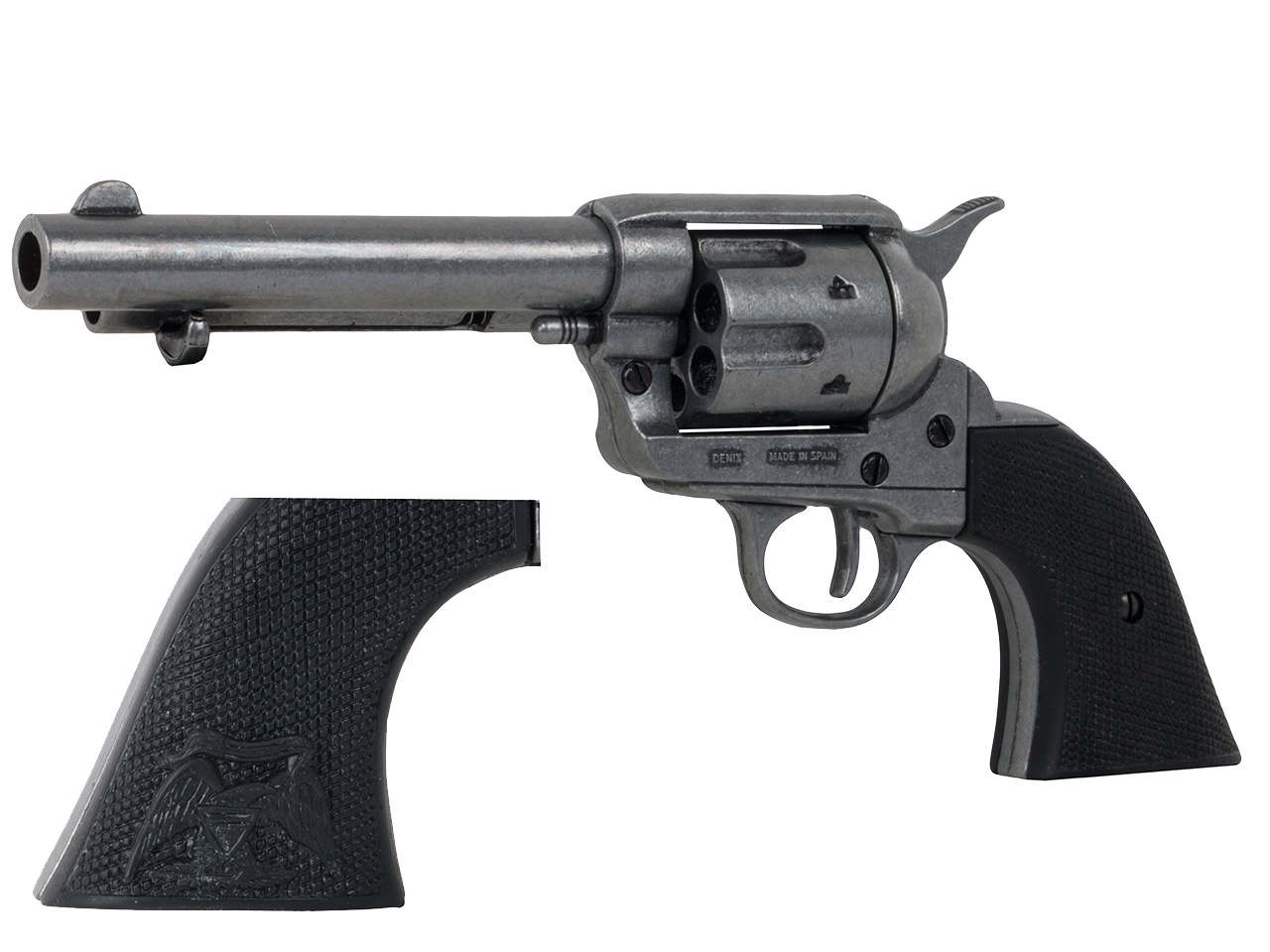 Deko Revolver Denix Colt Peacemaker 1873 5,5 Zoll Kaliber .45 grau schwarze Kunstharzgriff