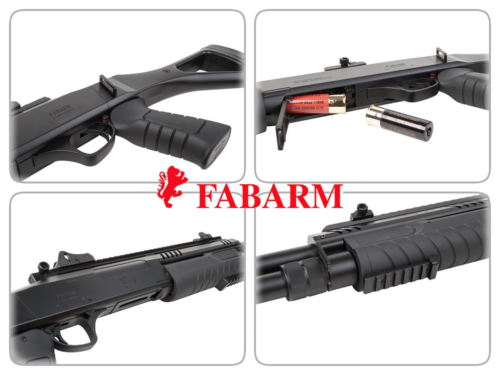 Softairgewehr Pumpgun Fabarm STF12, Federdruck, 11 Zoll Lauf, 3x 10 Schuss, schwarz, Kaliber 6 mm BB (P18)