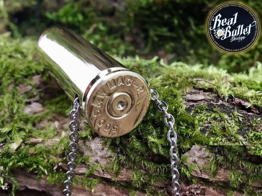 Realbullet Design Kette Single Bullet Brass Edition Kaliber .500S&W MAG Handarbeit aus Originalpatronen