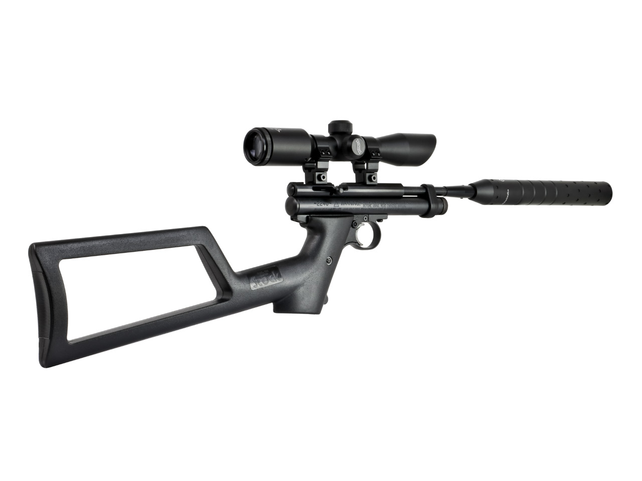 CO2 Pistole Crosman 2240 Sniper Kaliber 5,5 mm (P18)<b>+ Hinterschaft Schalldämpfer Adapter Zielfernrohr 4x32 Prismenschiene Koffer</b>