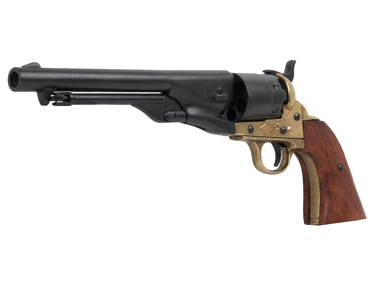 Deko Vorderlader Revolver Colt USA 1860 amerikanischer Bürgerkrieg Kaliber .44 schwarz Holzgriffschalen