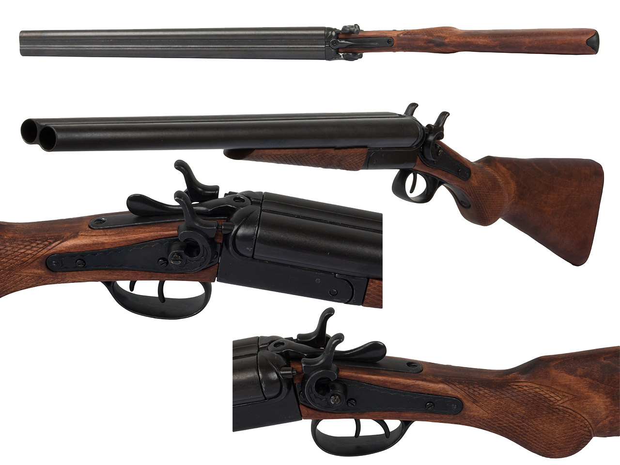 B-Ware Deko Doppelhahn Schrotflinte Wyatt Earp Double Barrel Shotgun USA 1868 voll beweglich Länge 89 cm schwarz