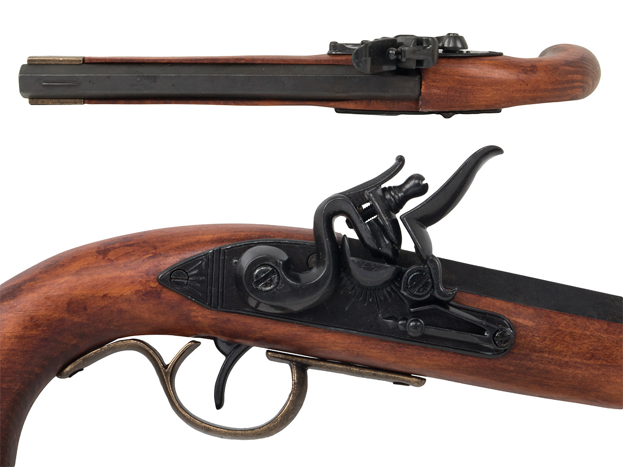Denix Steinschloßpistole Kentucky USA 19 Jahrhundert Länge 39 cm schwarz messing