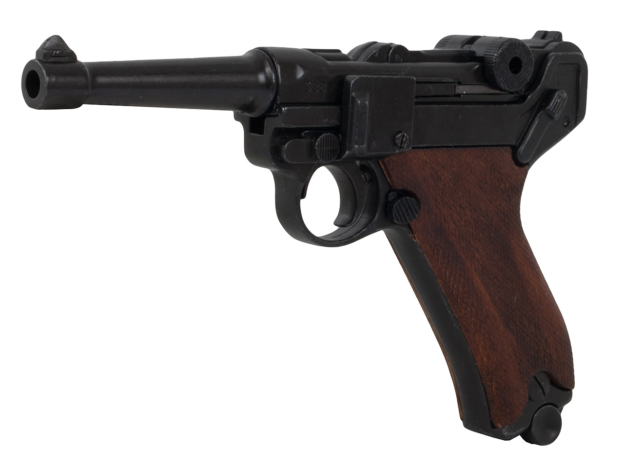 Deko Pistole Denix Parabellum Luger P08 schwarz braune Holzgriffschalen