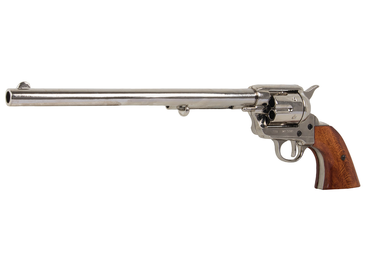Deko Revolver Colt Peacemaker 1873 Widowmaker 12 Zoll vernickelt Holzgriffe