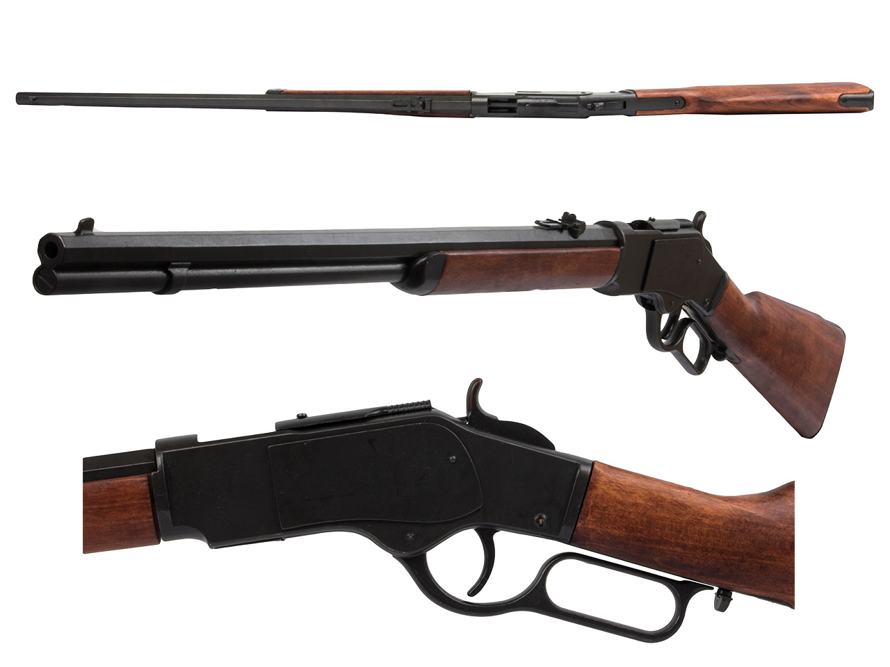 Deko Westerngewehr Denix Winchester Mod. 73 USA 1873 schwarz realistisches Repetieren mit Hülsenauswurf Gesamtlänge 110 cm