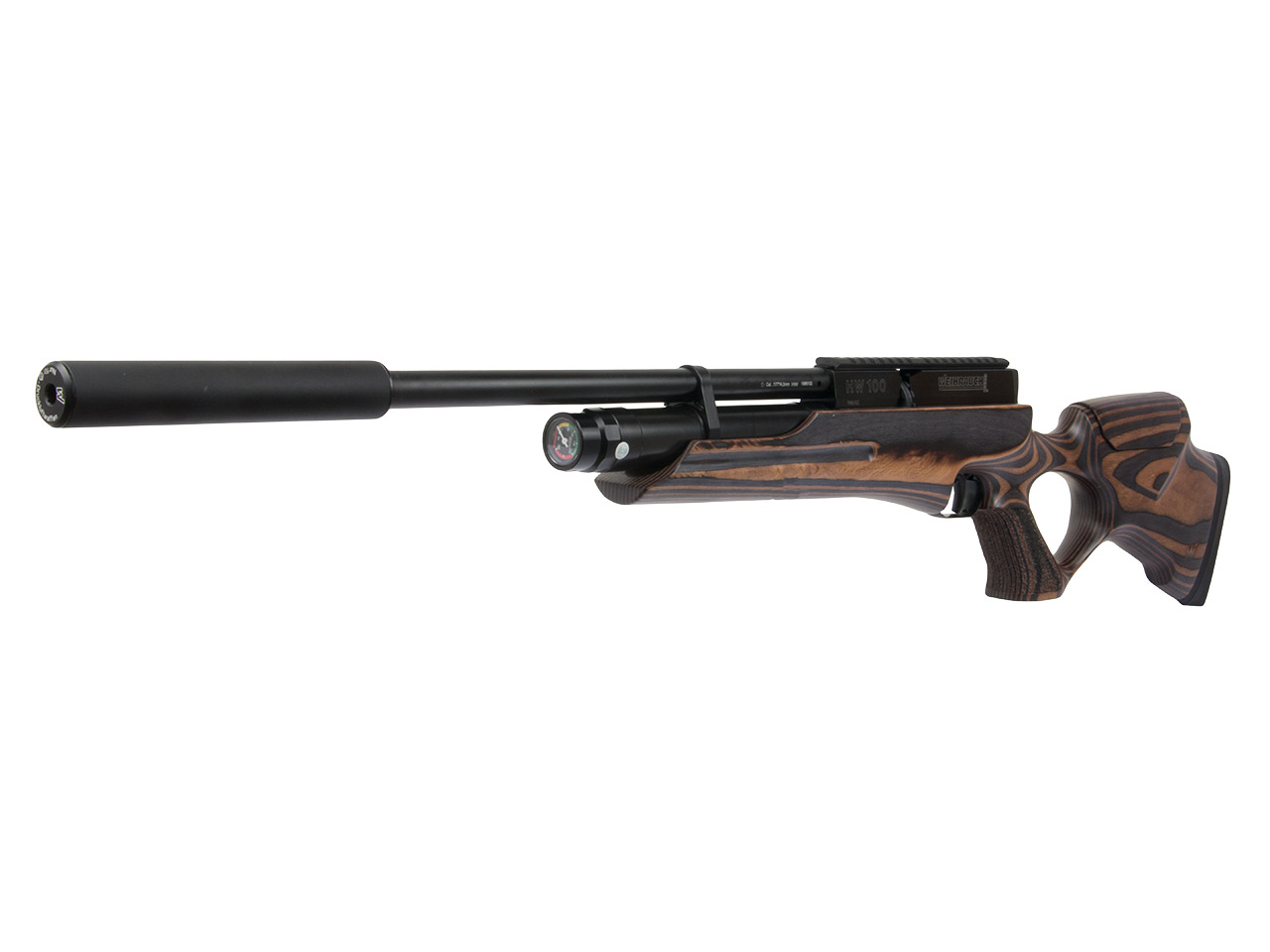 Pressluftgewehr Weihrauch HW 100 TK F.S.B. Carbine verstellbarer Schichtholzlochschaft Schalldämpfer Kaliber 4,5 mm (P18)