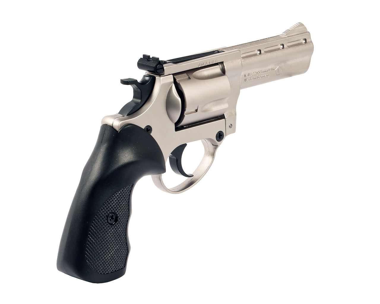 LEP Druckluft Revolver ME 38 Magnum matt nickel Kaliber 5,5 mm (P18)<b>+ Handpumpe LEP Patronen Diabolos</b>